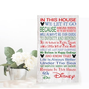 Disney Wood Sign, In This House We Do Disney, Disney Sign, Disney Quotes, We Do Disney, Disney, Disney Movies, Disney Film, Disney Sayings