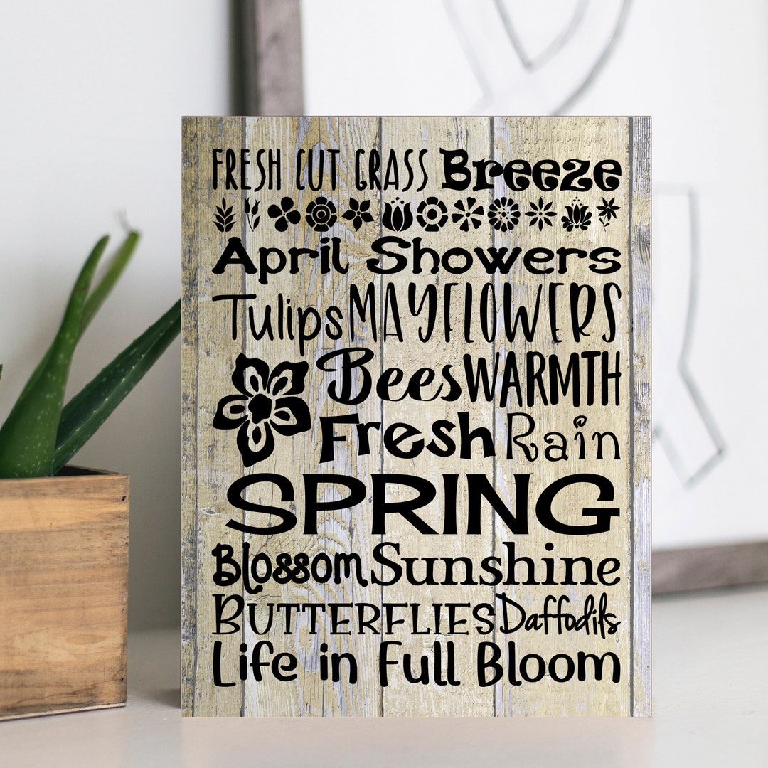 Wood Spring Sign, Spring Subway Style Sign, April Showers, Life in Full ...