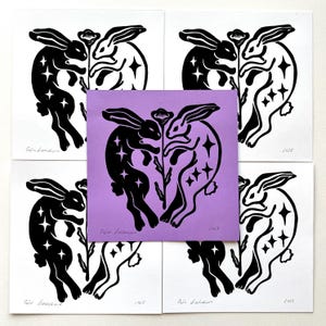 Bunny Mini-Print, 5x5 Inches, Print Set, Handmade Card