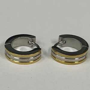 Minimalist Two Tone Hoop Earrings, Two Tone Hoops, Huggie Hoop Earrings, Stylish Hoop Earrings for Men, Valentinus's Day Gift