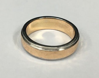 Tow Tone Hammered Wedding Band for Men's, Spinner Wedding Band, Bohemian Men's Ring, Mixed Metal Jewelry, Gift for Him