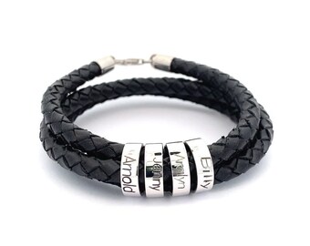 Personalized Leather Bracelet, Custom Bracelet for Men, Custom Gift for Him, Bracelet for Dad, Father's Day Gifts, Engraved Name Bracelet