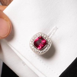 Elegant Ruby Cufflinks for Men's, Perfect Wedding or Anniversary Gift, Luxurious Gift for Him, Cufflinks for Men's Formal Wear