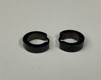 Men's Blacken Hoop Earrings, Men's Earrings, Minimalist Black Hoop Earrings, Huggie Earrings, Stylish Hoop Earrings for Men