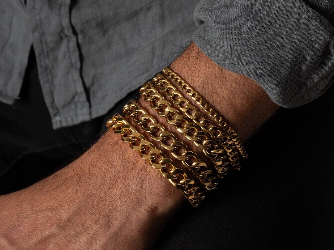 Gold Bracelet for Men's, Men's Curb Chain Bracelet, Cuban Link Bracelet — free download