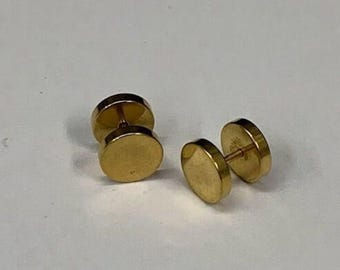 10 mm Gold Schraub Ohrstecker für Herren, Schlichte Ohrstecker, Minimalist Gold Ohrstecker, Moderne Accessoires, Piercing Tunnels Schwarz