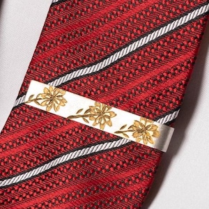 Floral Handcrafted Tie Clip for Men&#39;s, Vintage-Inspired Tie Clip, Classic & Stylish Gift for Him, Perfect Groomsmen Gift