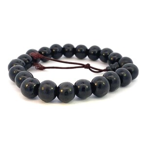 Black Onyx Men&#39;s Beaded Bracelet, 10mm Gemstone Beaded Stretch Bracelet, Gift for Him, Black Beaded Bracelet
