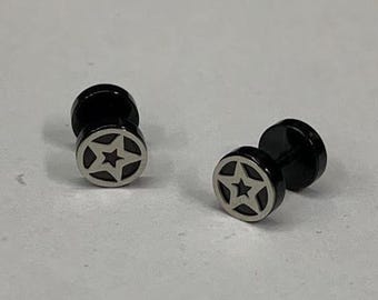 8 mm Herren Stern Schraubohrstecker, schwärzen Ohrstecker, hypoallergene Ohrstecker, Sternsymbol Ohrringe, stilvolle Ohrstecker für Männer