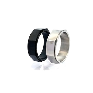 Hexagon Shape Spinner Ring for Men's, Trendy Male Ring, Nut Shape Relieving Anxiety Decompression Neutral Spinner Rings, Promise Ring