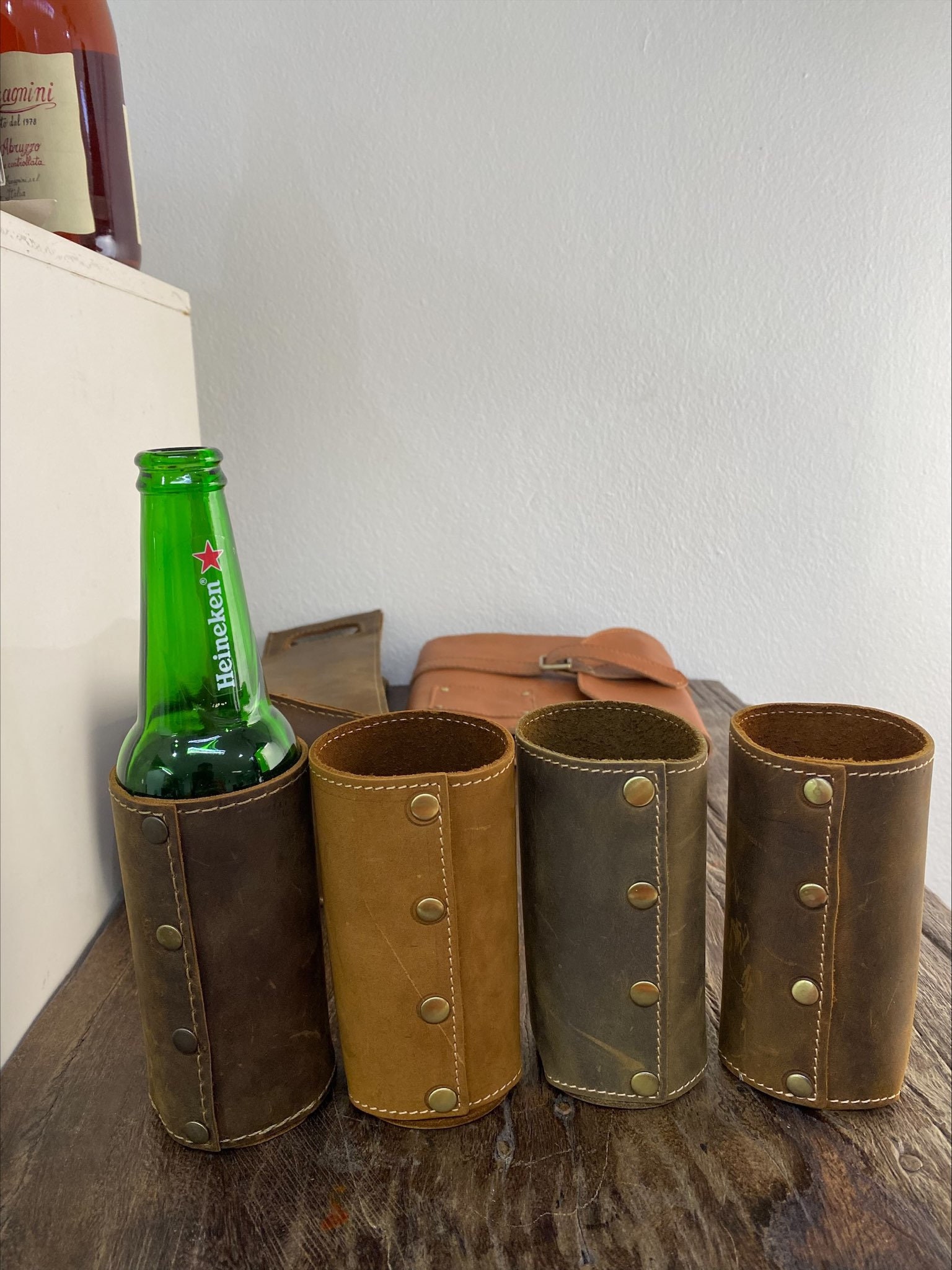 Genuine Leather Beer Cover Leather Beer Koozie Leather Beer Etsy