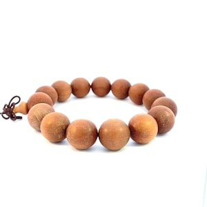 Wooden Beaded Bracelet for Men&#39;s, 14.5mm Sandalwood Bracelet, Wood Beaded Bracelets, Wood Jasper Beaded Stretch Bracelet