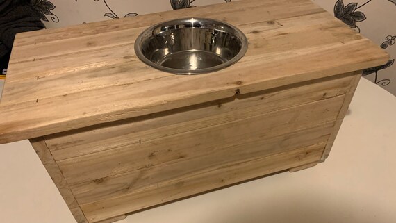 Handmade Dry Dog Food Feeder With Storage Etsy