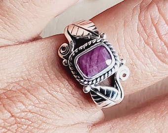 Gorgeous Ruby Ring, Genuine Ruby ring, Engagement Ring, Handcrafted Ring, For Her, Bridesmaid gift July Birthstone Ring, Silver Ring,B81602