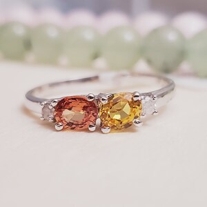 Red Tourmaline Ring, Citrine Ring, Two Stone Ring, 925 Sterling Silver Ring, Anniversary Ring, Birthstone Ring, For Gift, Size 8US, A111606