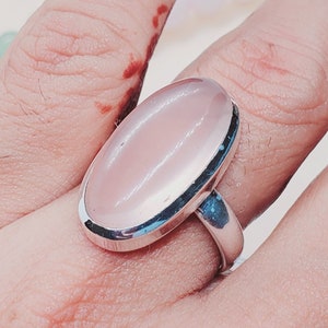 Huge Rose Quartz Ring, 925 Sterling Silver, Big Rose Quartz Ring, Huge ring, 925 Sterling Silver Ring,Rose Quartz jewelry, Size 8US,C1018A04