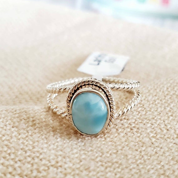 Anello In Larimar, Anello In Argento Sterling 925, Anello Con - Foto 12