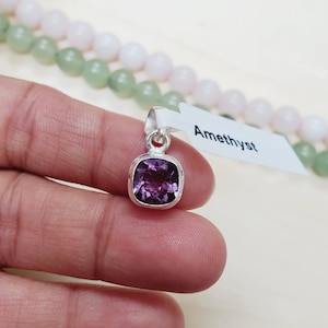 Cushion Amethyst Pendant, Amethyst Pendant, For Her, Mothers Day, Solid 925 Sterling Silver Pendant, Amethyst Pendants, Pendants, C31303