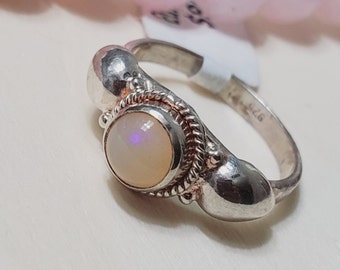 Ethiopian Opal Sterling Silver Ring: Boho Promise Jewelry, Size 6