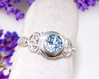 Handmade Blue Topaz Sterling Silver Ring, Size 8