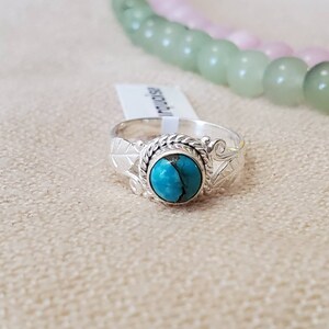 Pretty Turquoise Ring - Blue Turquoise Ring -Dainty Turquoise Ring -Lightweight  Ring Collection - Sterling Silver Ring -A55 -Size 6 US