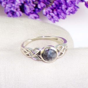 Dendritic Agate Sterling Silver Ring: Handmade Boho Jewelry, Size 7