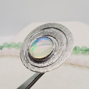 Genuine Ethiopian Opal Ring, Big Ring, Promise Ring, 925 Silver Ring, Opal Rings, October Birthstone, Engagement Ring, Size 8.75US, A110613