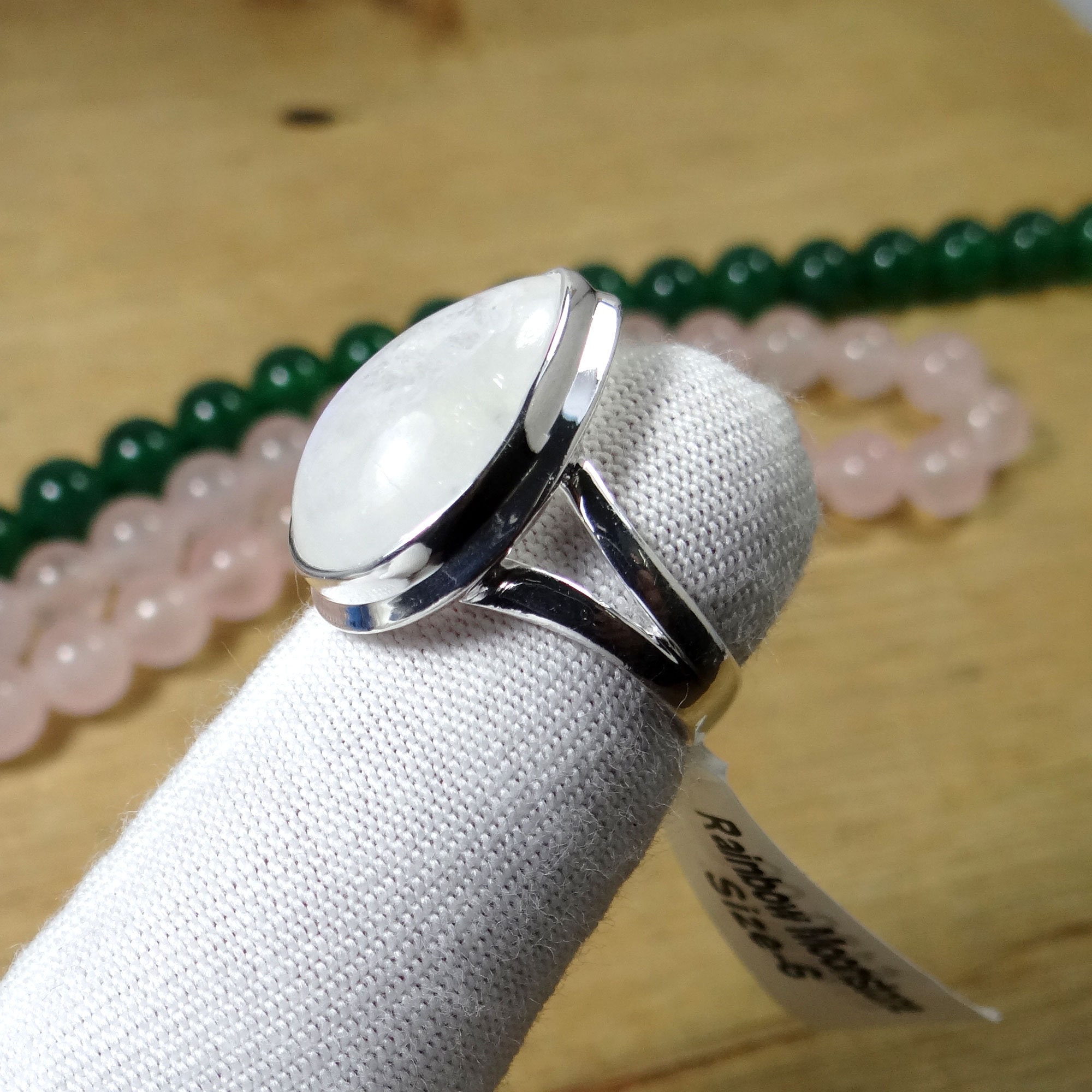 Arcobaleno Pietra di Luna Gemma Etnico Handmade Gioielli Misura Anello US 7.75 Arcobaleno Pietra di Luna Gemma Etnico Handmade Gioielli Misura Anello US 7.75