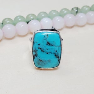 AAA Blue Turquoise Ring, Blue Turquoise Rings, Solid 925 Silver Ring, Gift For Her, Mothers Day Gift, Artisan Ring, Birthday Gift,  C50106
