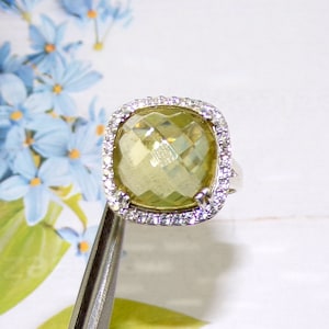 Big Lemon Quartz Rings, Huge Lemon Quartz Rings, Solid 925 Silver Rings, Prong Set Rings, Artisan Rings, Christmas Gift, Size 7US, D101303