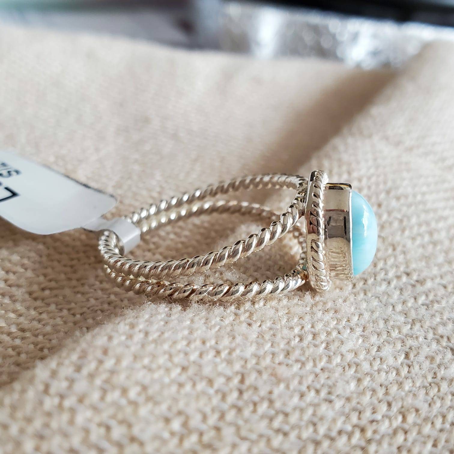 JEWELSTREZORO Larimar, Anello A Fascia Con Pietre Preziose