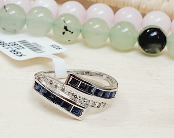 AAA Blauer Saphir 925 Sterling Silber Ring - Größe 7US