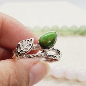 Hübscher Grüner Türkis Ring -Grüner Türkis Ring -Zierlicher Türkis Schmuck -Designer Ring, 925 Sterling Silber Ring, Boho Ring -D202A02