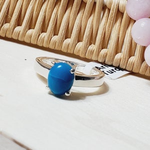 AAA Quality Turquoise Ring, Blue Turquoise Ring, Dainty Turquoise Ring, Lightweight  Ring, Sterling Silver Ring, For Her, Size 7US, B128