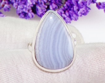 Handgemachter Ring aus 925 Sterling Silber, Größe 9US