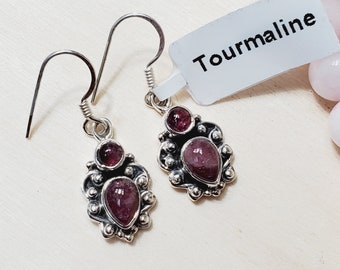 Pink Tourmaline Earring, Tourmaline Earring, Designer Earring, 925 Silver Earring, Dangle Earring, Gift For Her, Gemstone Earrings, B530