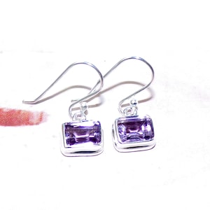 Natural Amethyst Earrings,  February Birthstone Amethyst Earrings,Tiny Earrings, 925 Sterling Silver Earrings, Small Earrings,For Her,D72019