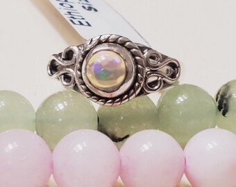 Ethiopian Opal Ring: Sterling Silver Promise Ring, Size 6