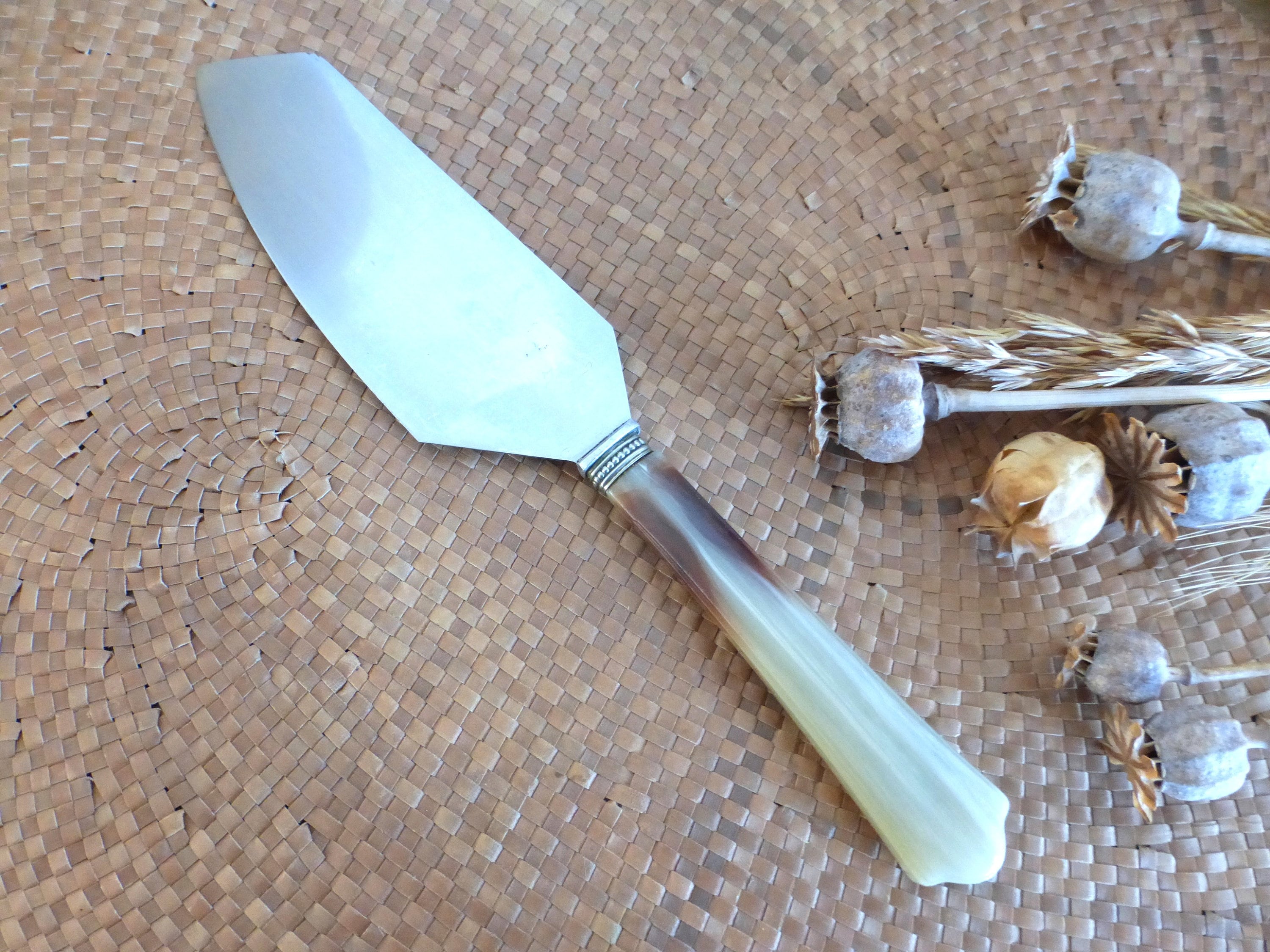 Elégant Français Poisson Millésimé/Gâteau Portion de Service avec Poignée Corne - Très Chic