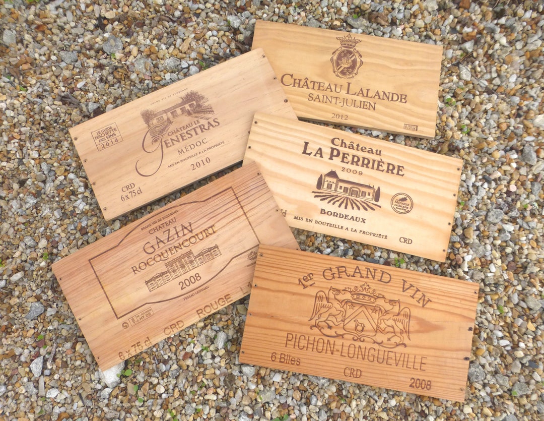 French Vintage Wine Crate Panels Prestigious Châteaux Bordeaux Region 2
