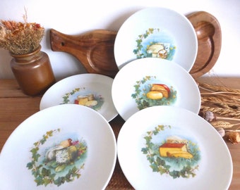 Delightful French vintage LIMOGES porcelain cheese plates