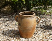 Fabulous antique French large handmade stoneware confit pot two handles glazed inside and out great patina 1800s rustic farmhouse