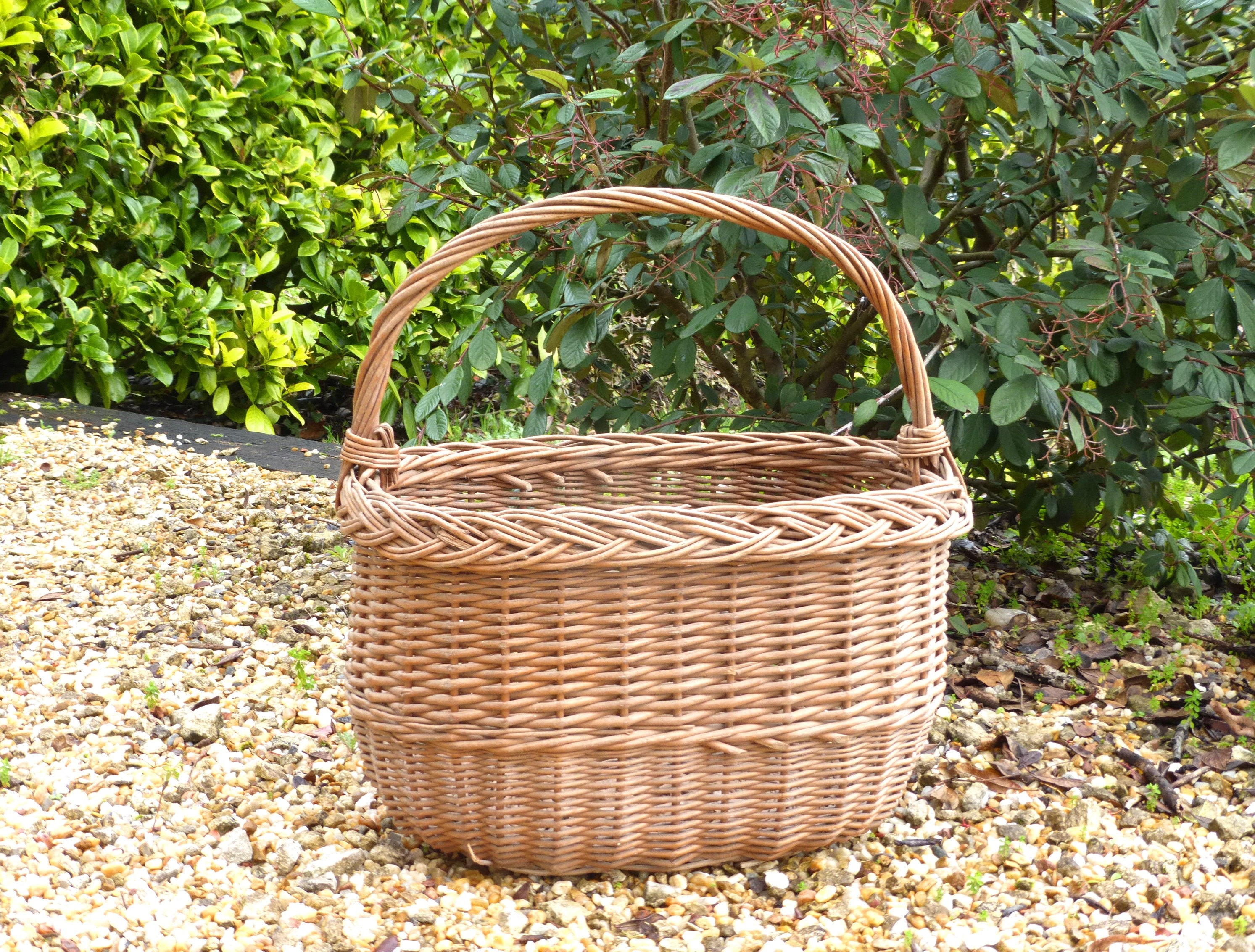 Belle Français Vintage Tissé à La Main Marché Du Saule en Osier Shopping/Panier de Rassemblement - F