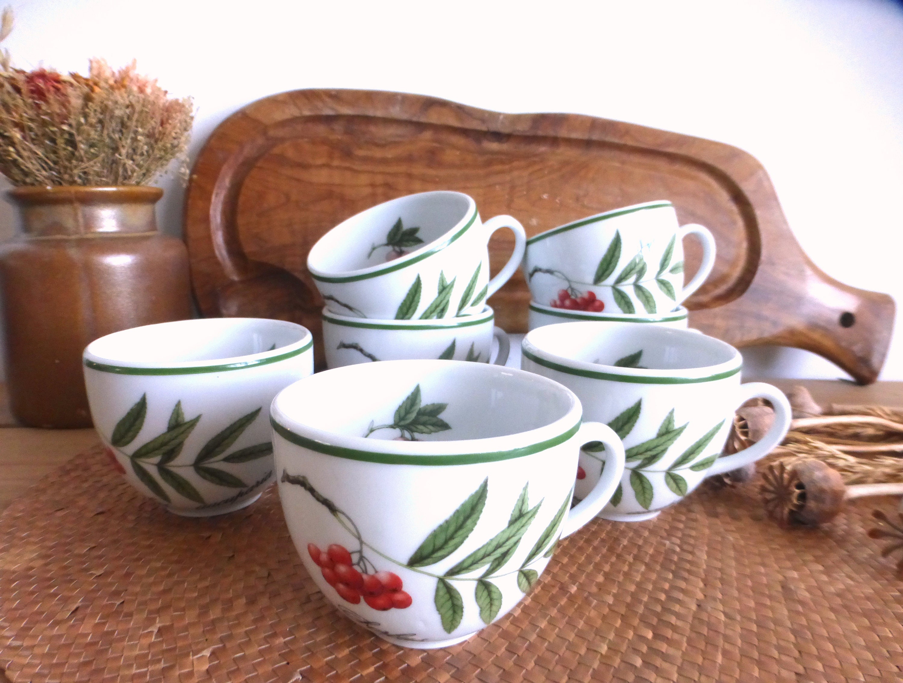 Magnifique Français Vintage Yves Deshoulieres Elysian Garden Tasses à Thé ou Café en Porcelaine - De