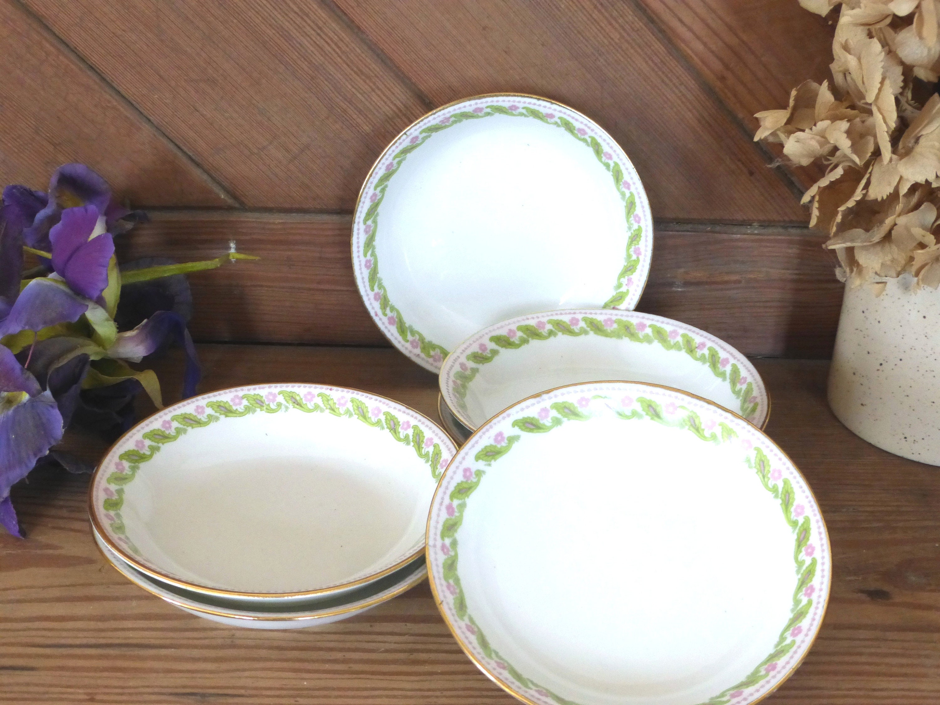 Charmant Français Vintage Bernardaud Limoges Petit Dessert Floral Fruits Baies Bols Couches - Boho S