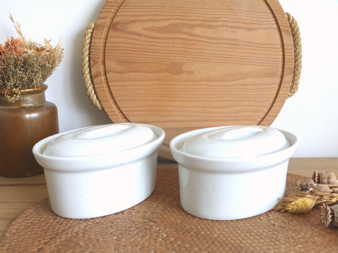 Lovely French Vintage APILCO Small White Porcelain Lidded Oval Terrines