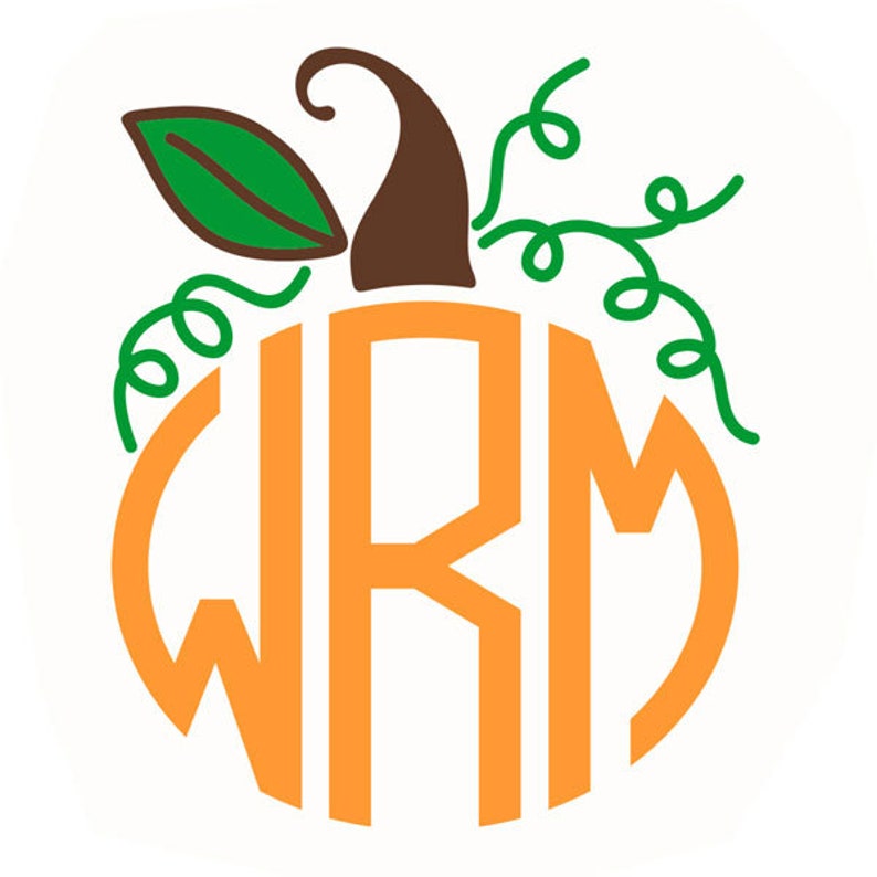 Pumpkin Leaf and Stems Monogram Frame Cuttable Design PNG DXF - Etsy
