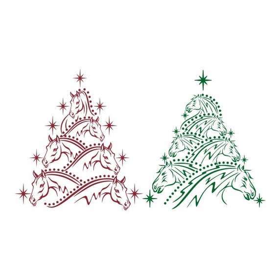 Download Horses Christmas Tree Horse Cuttable Design Png Dxf Svg Eps Etsy PSD Mockup Templates