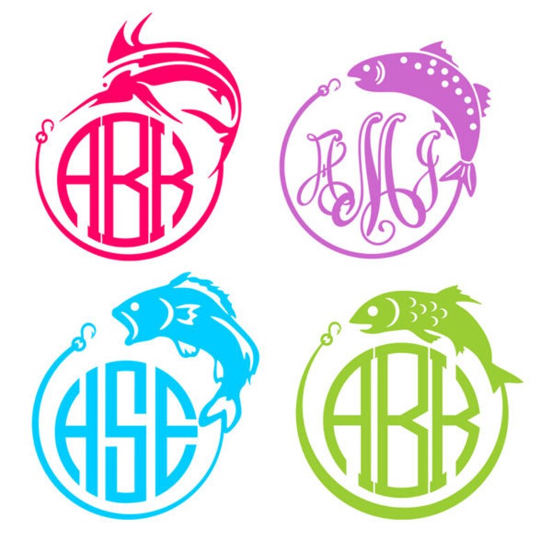 Fish Fishing Monogram Frame Cuttable Design PNG DXF SVG & Eps Etsy