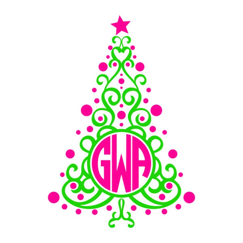 Download Christmas Tree Monogram Frame Cuttable Design PNG DXF SVG & | Etsy